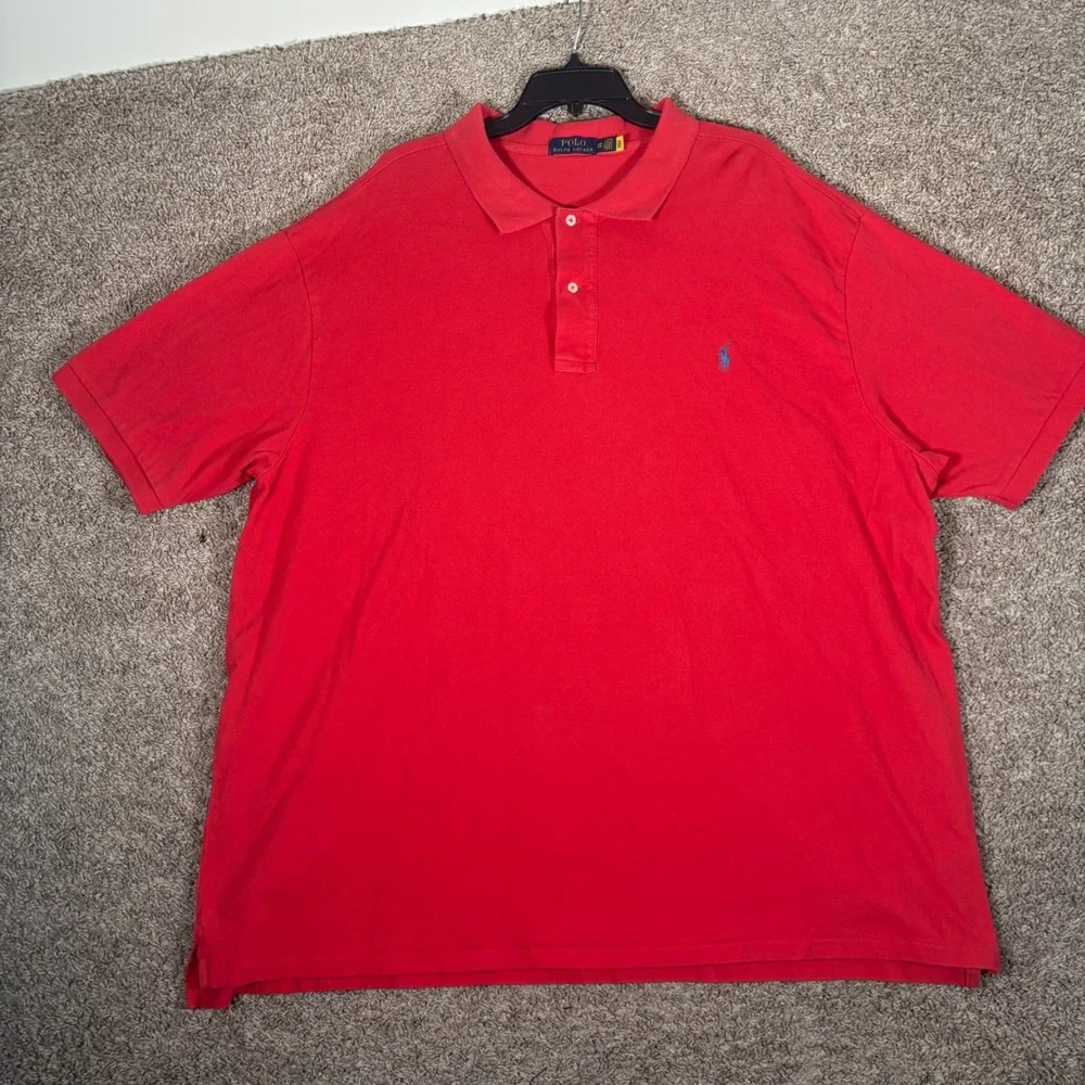 Polo Ralph Lauren Mens 4XB Red Short Sleeve Cotton Pique‎ Pony Logo Polo Shirt